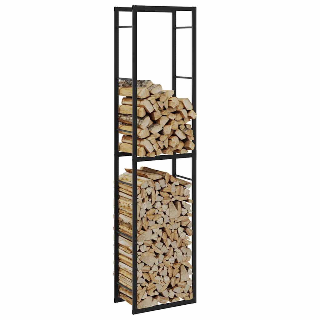 vidaXL Stojak na drewno opałowe czarny 50x30x209 cm stalowy