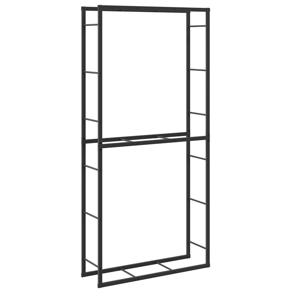 vidaXL Stojak na drewno opałowe, czarny, 100x30x209 cm, stalowy