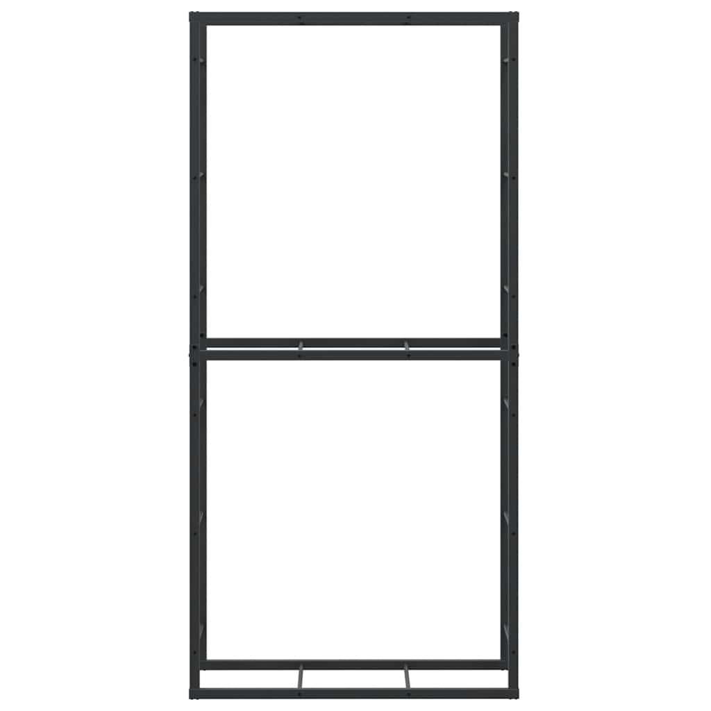 vidaXL Stojak na drewno opałowe, czarny, 100x30x209 cm, stalowy