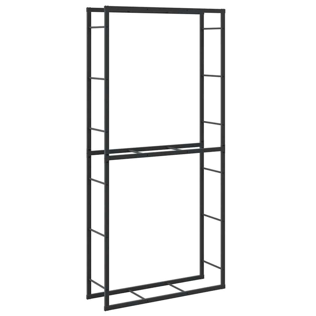 vidaXL Stojak na drewno opałowe, czarny, 100x30x209 cm, stalowy