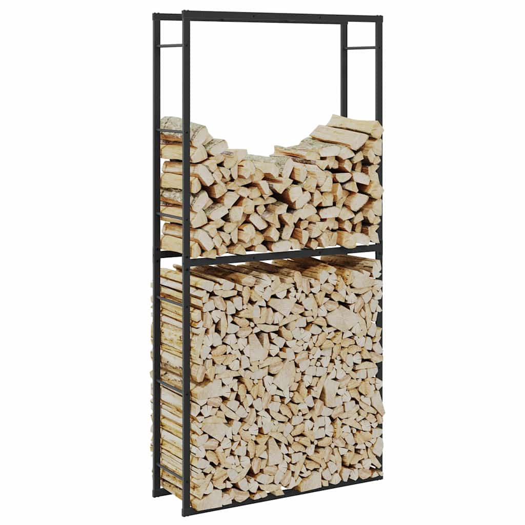 vidaXL Stojak na drewno opałowe, czarny, 100x30x209 cm, stalowy
