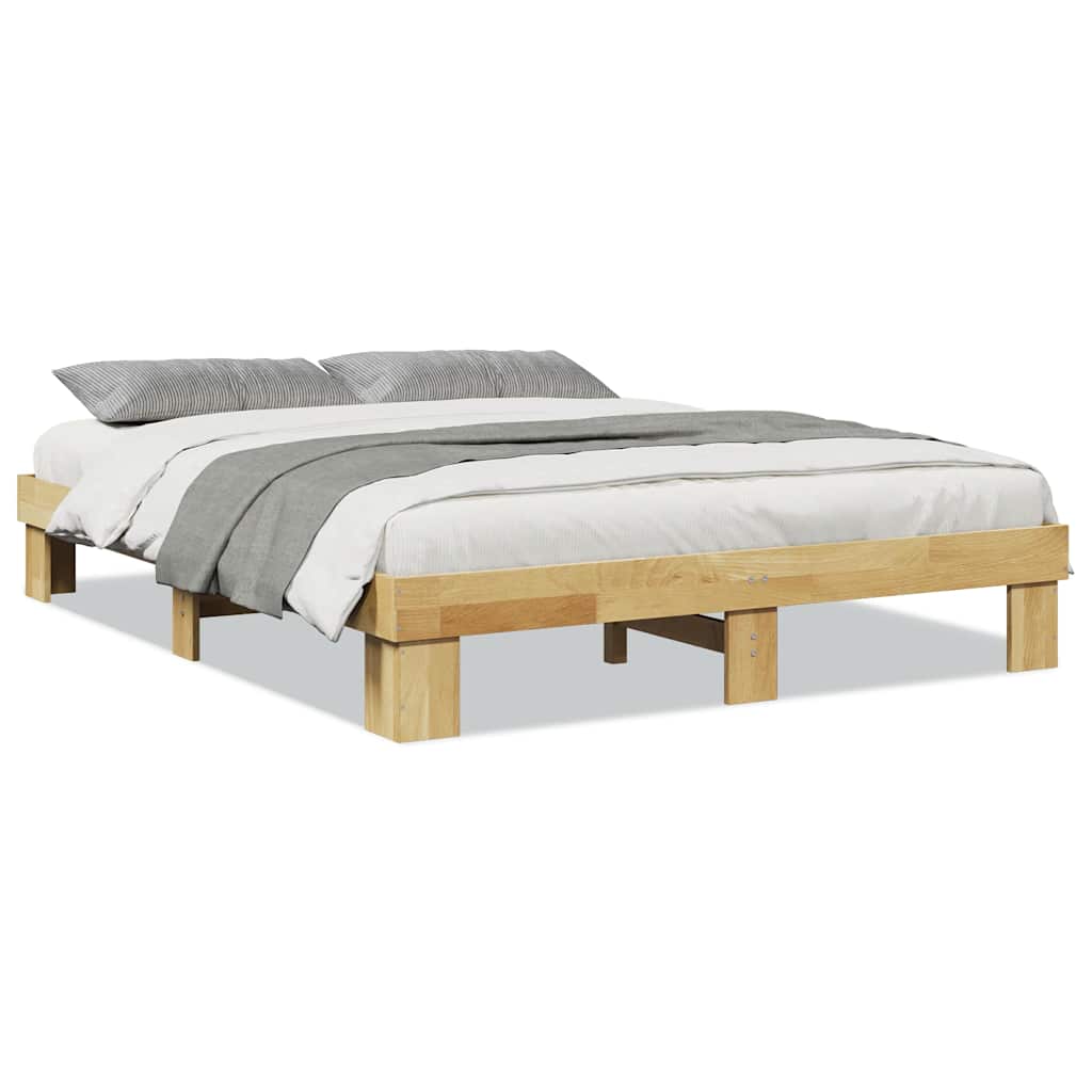 vidaXL Rama łóżka bez materaca 135x190 cm Drewno lite Dąb