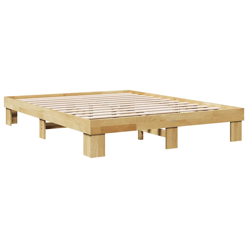 vidaXL Rama łóżka bez materaca 135x190 cm Drewno lite Dąb
