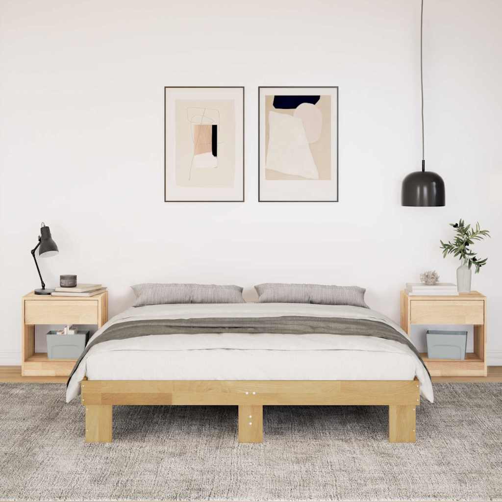 vidaXL Rama łóżka bez materaca 135x190 cm Drewno lite Dąb