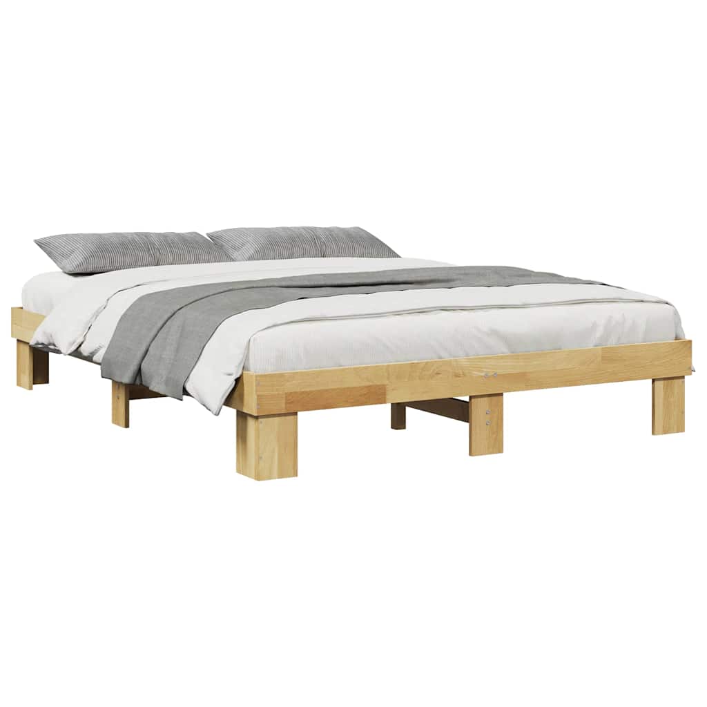 vidaXL Rama łóżka bez materaca 135x190 cm Drewno lite Dąb
