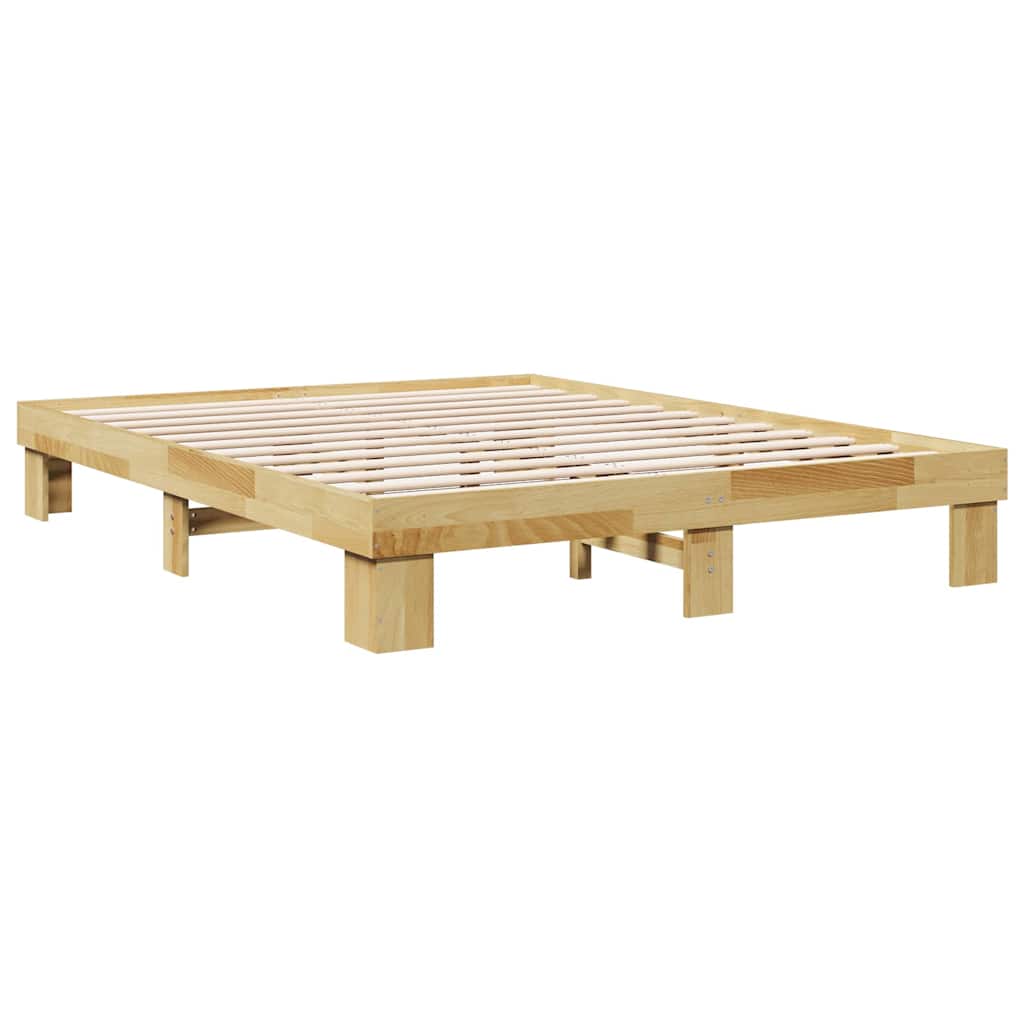 vidaXL Rama łóżka bez materaca 135x190 cm Drewno lite Dąb