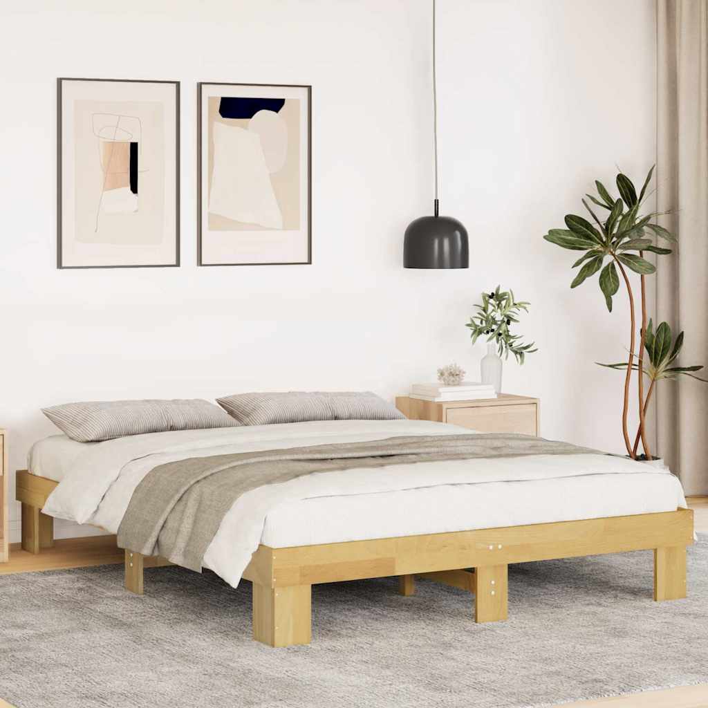 vidaXL Rama łóżka bez materaca 135x190 cm Drewno lite Dąb