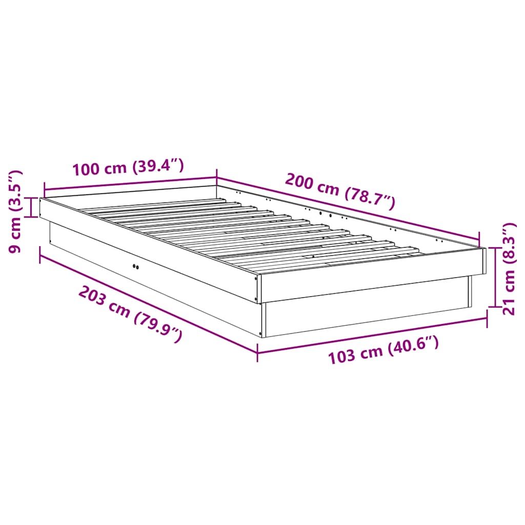 vidaXL Rama łóżka bez materaca 100x200 cm lite drewno dębowe