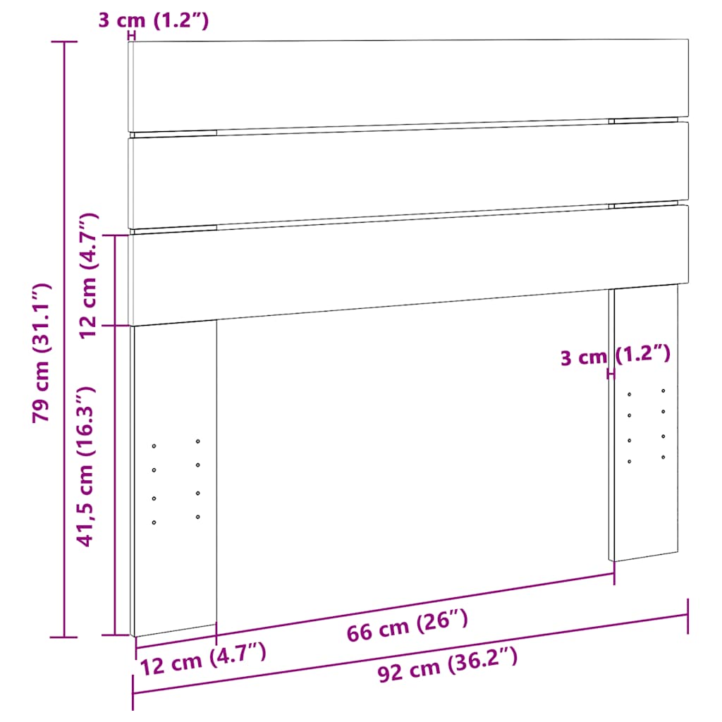 vidaXL Zagłówek 90 cm Drewno lite Dąb