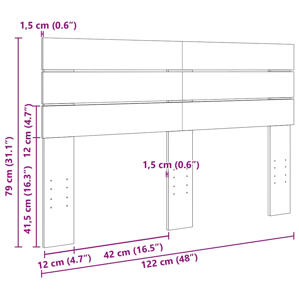 vidaXL Zagłówek 120 cm Drewno lite Dąb