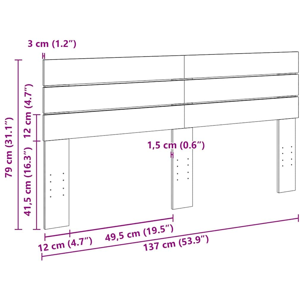 vidaXL Zagłówek 135 cm Drewno lite Dąb