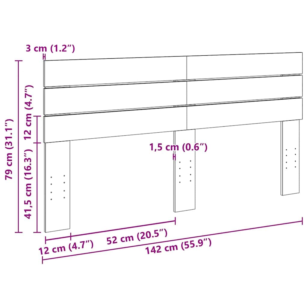 vidaXL Zagłówek 140 cm Drewno lite Dąb