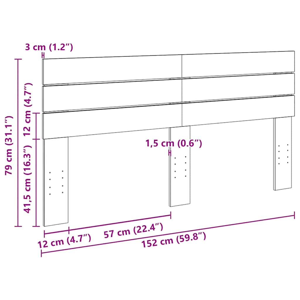 vidaXL Zagłówek 150 cm Drewno lite Dąb