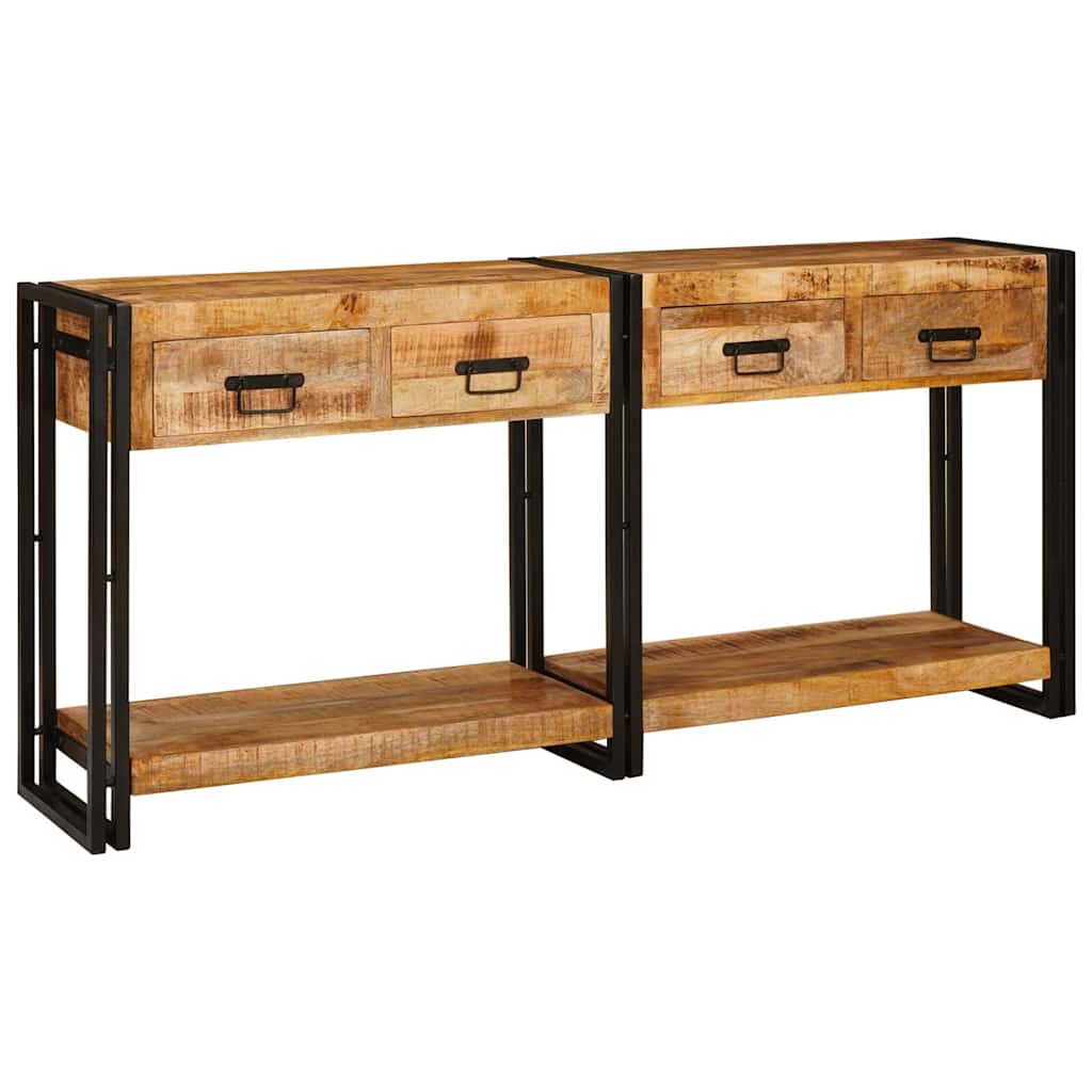 vidaXL Stoliki konsolowe 2 pcs Brązowy 161 x 33 x 75 cm Drewno z mango