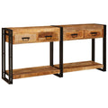vidaXL Stoliki konsolowe 2 pcs Brązowy 161 x 33 x 75 cm Drewno z mango