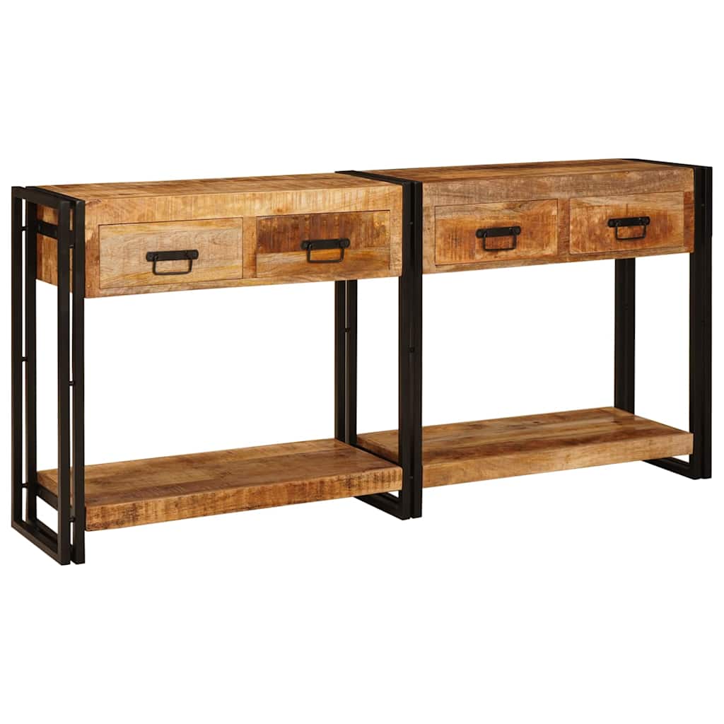 vidaXL Stoliki konsolowe 2 pcs Brązowy 161 x 33 x 75 cm Drewno z mango