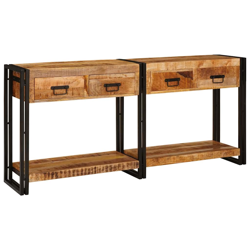 vidaXL Stoliki konsolowe 2 pcs Brązowy 161 x 33 x 75 cm Drewno z mango