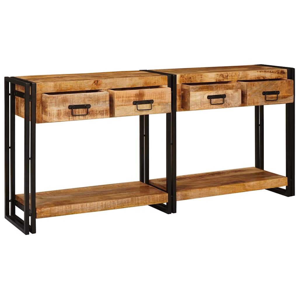 vidaXL Stoliki konsolowe 2 pcs Brązowy 161 x 33 x 75 cm Drewno z mango