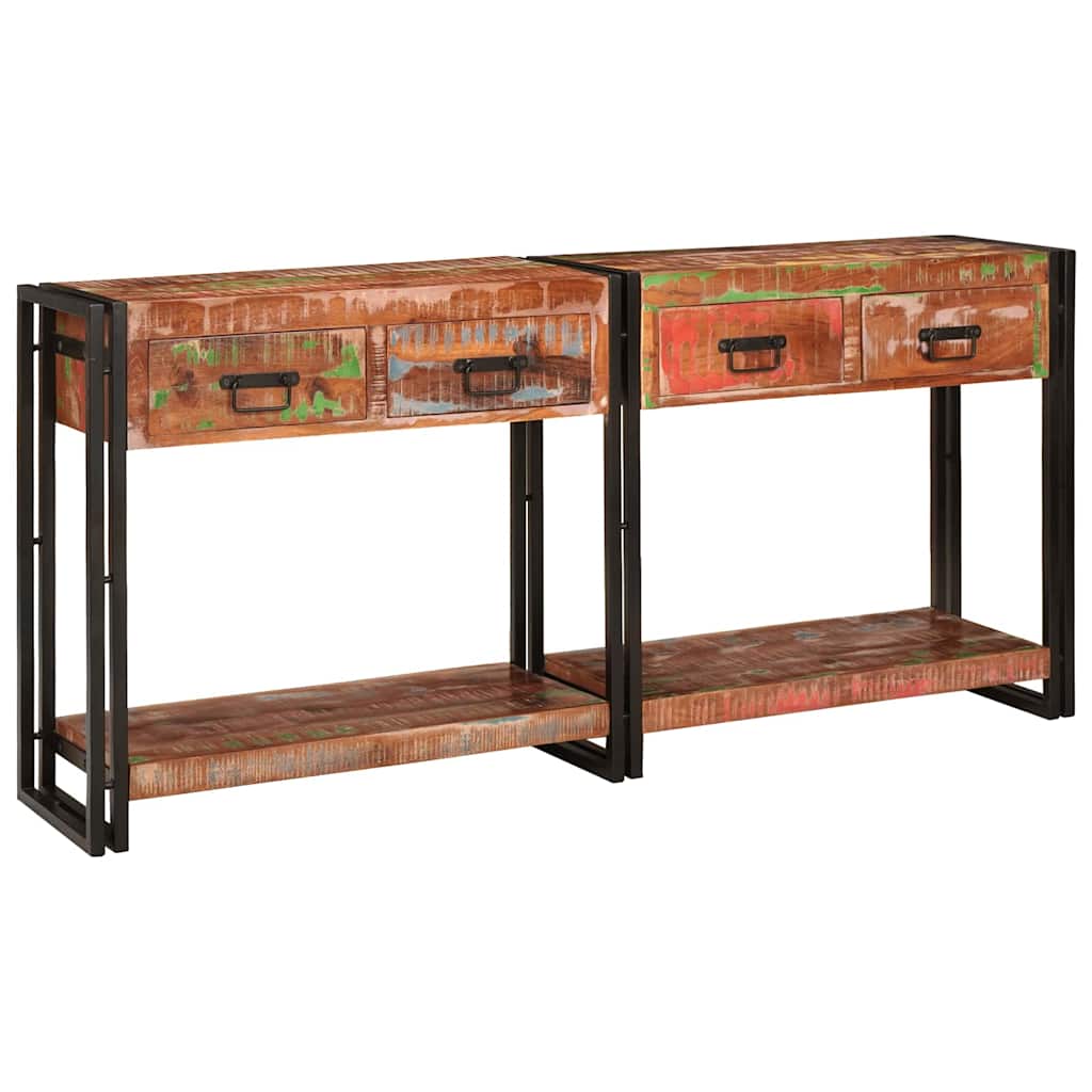 vidaXL Stoliki konsolowe z półką 2 pcs Wielokolorowe 161 x 33 x 75 cm