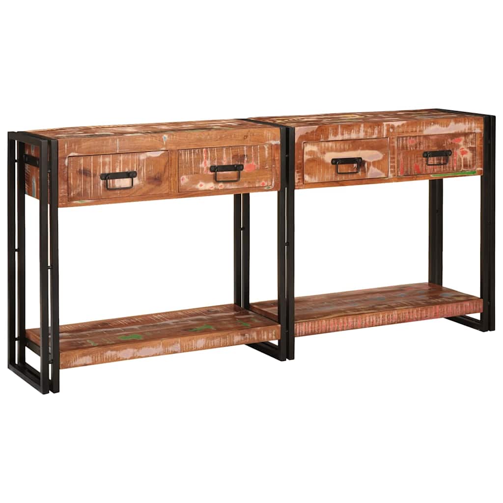 vidaXL Stoliki konsolowe z półką 2 pcs Wielokolorowe 161 x 33 x 75 cm