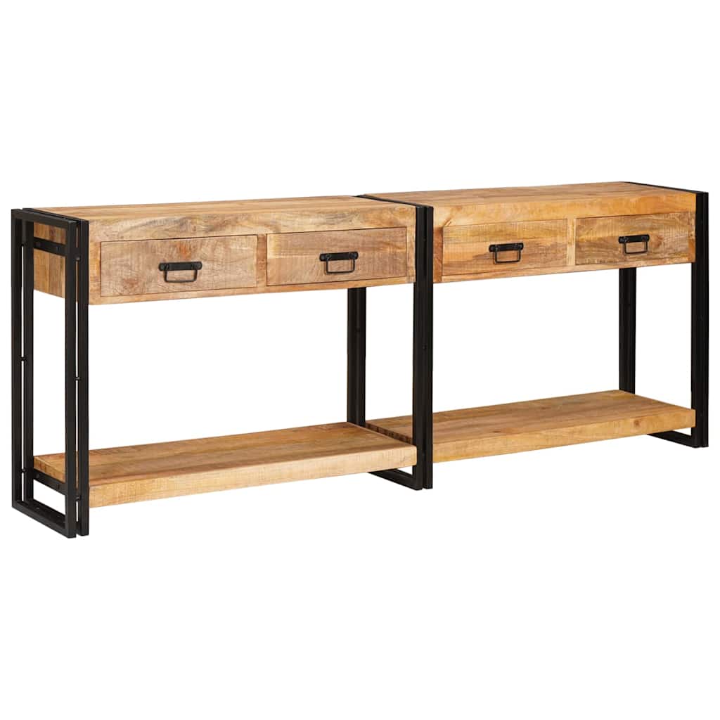 vidaXL Stoliki konsolowe 2 pcs Brązowy 200 x 33 x 75 cm Drewno z mango