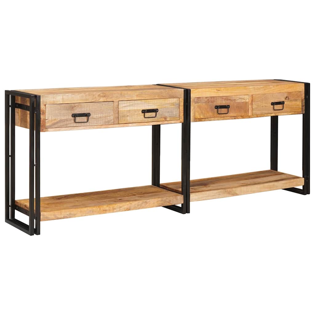 vidaXL Stoliki konsolowe 2 pcs Brązowy 200 x 33 x 75 cm Drewno z mango