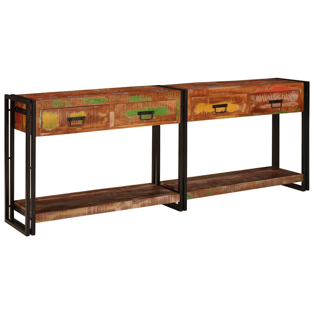 vidaXL Stoliki konsolowe 2 pcs Wielokolorowe Lite Drewno Recyklingowe