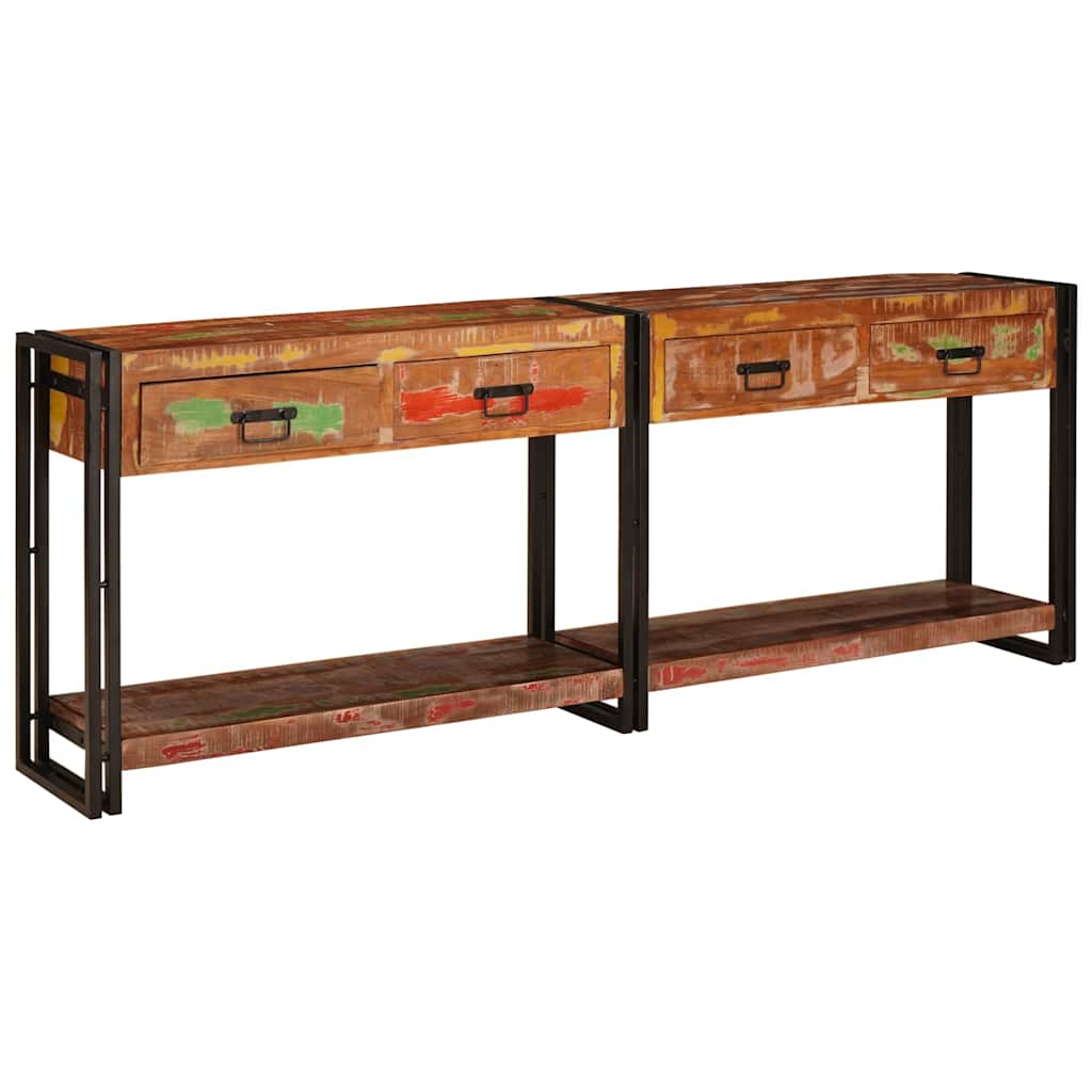 vidaXL Stoliki konsolowe 2 pcs Wielokolorowe Lite Drewno Recyklingowe