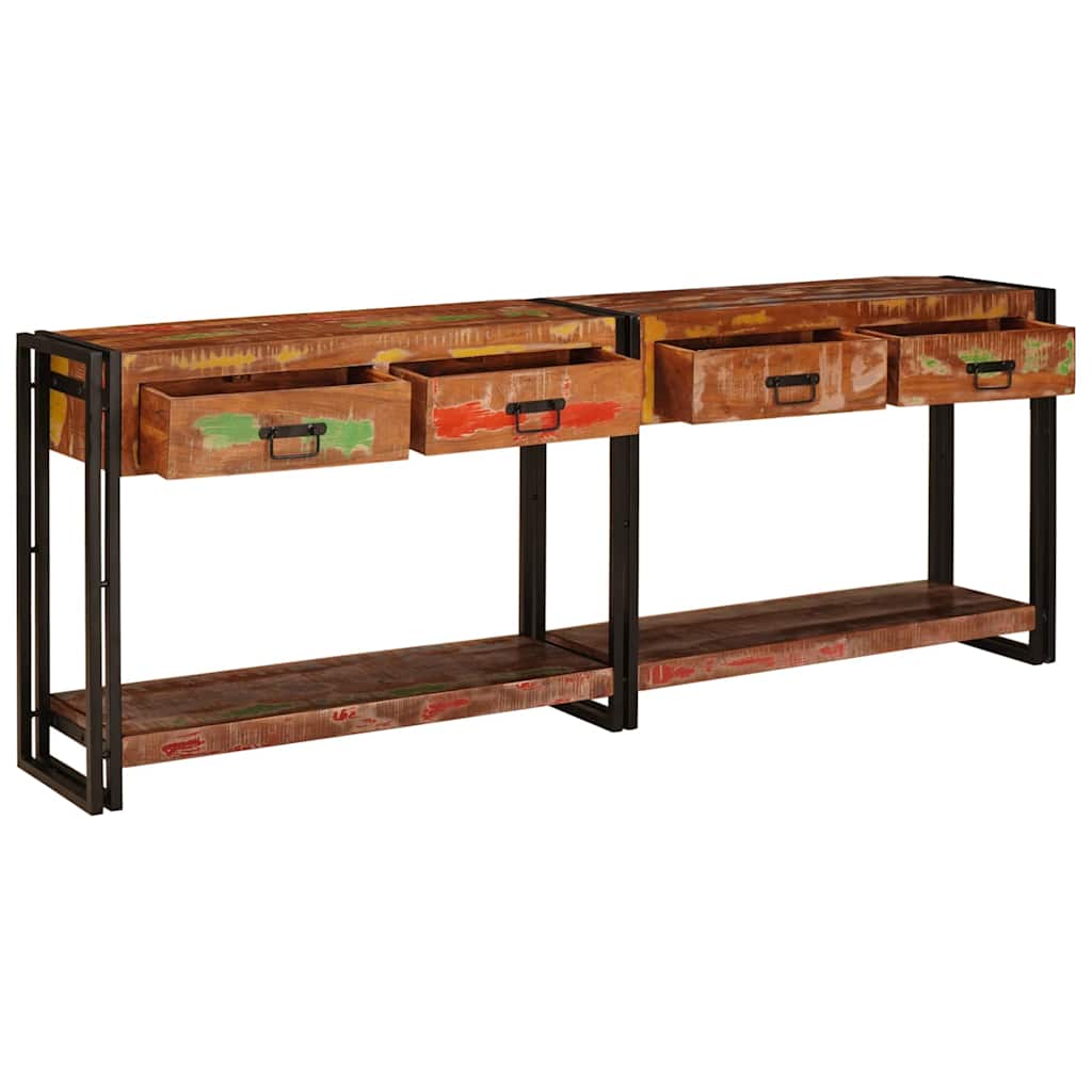 vidaXL Stoliki konsolowe 2 pcs Wielokolorowe Lite Drewno Recyklingowe