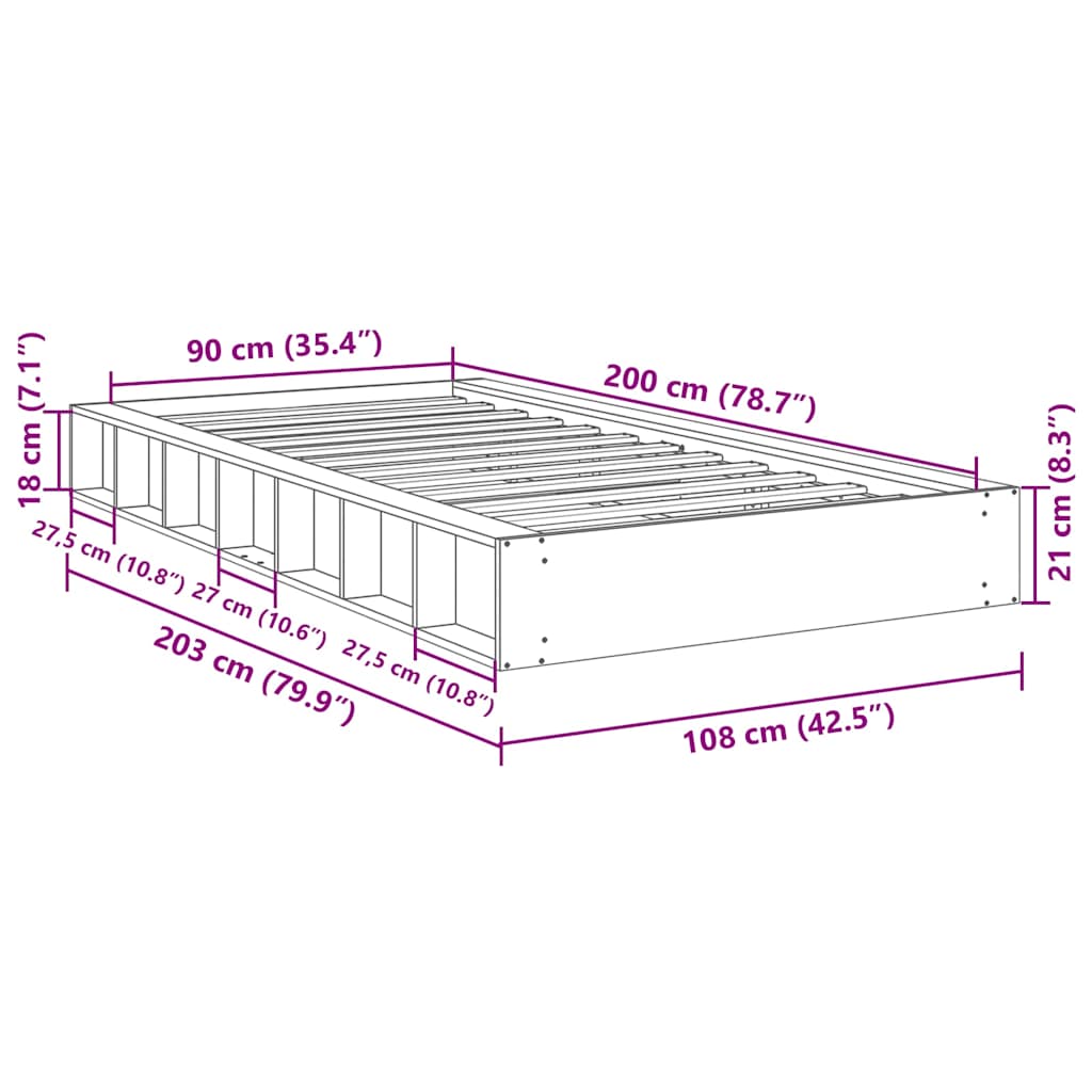 vidaXL Rama łóżka bez materaca 90x200 cm lite drewno dąb