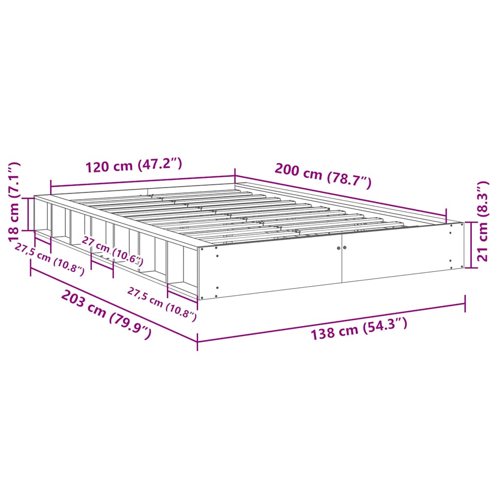 vidaXL Rama łóżka bez materaca 120x200 cm lite drewno dąb