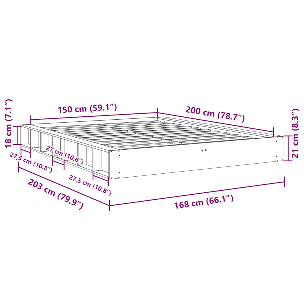 vidaXL Rama łóżka bez materaca 150x200 cm lite drewno dąb