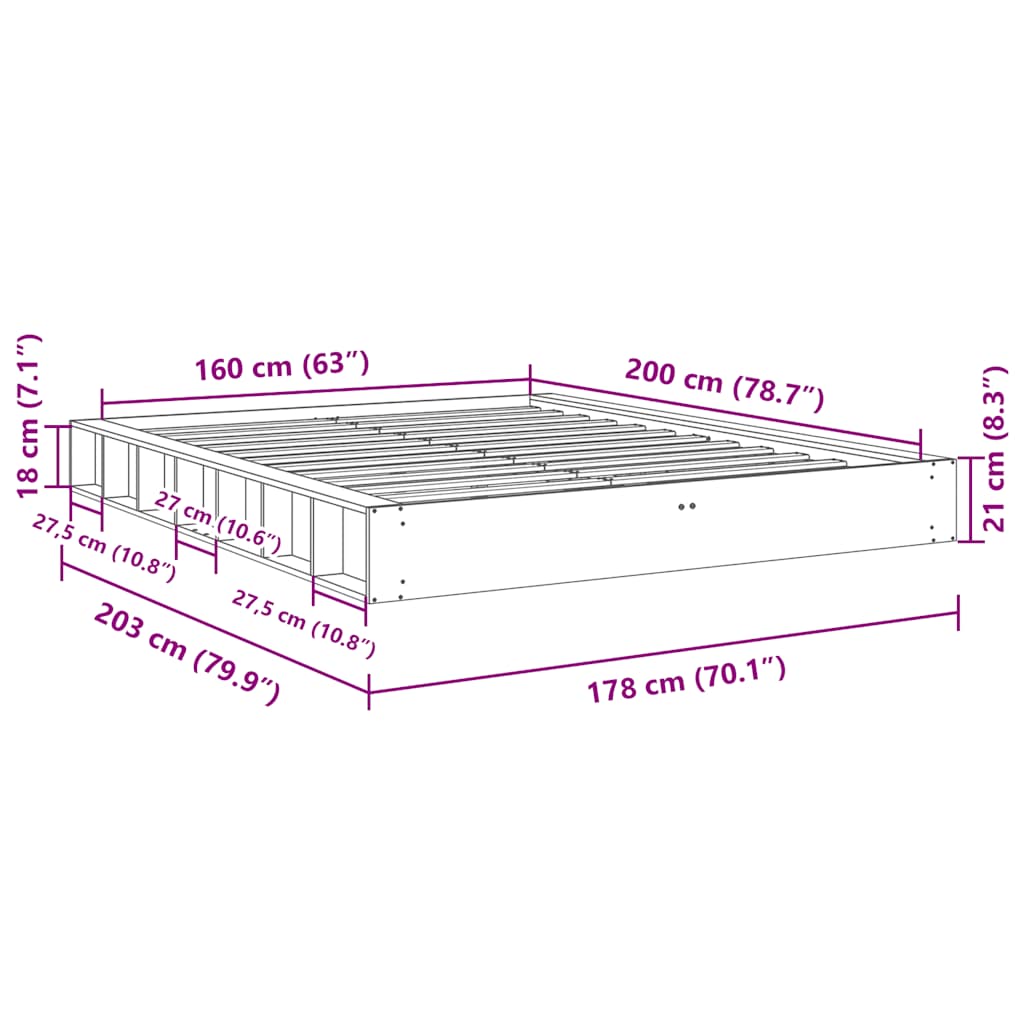 vidaXL Rama łóżka bez materaca 160x200 cm lite drewno dąb