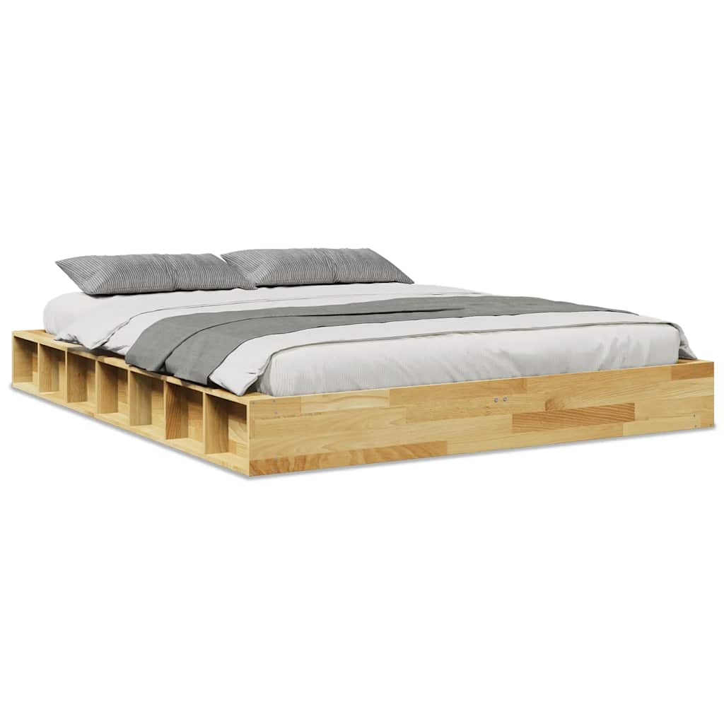 vidaXL Rama łóżka bez materaca 135x190 cm lite drewno dąb