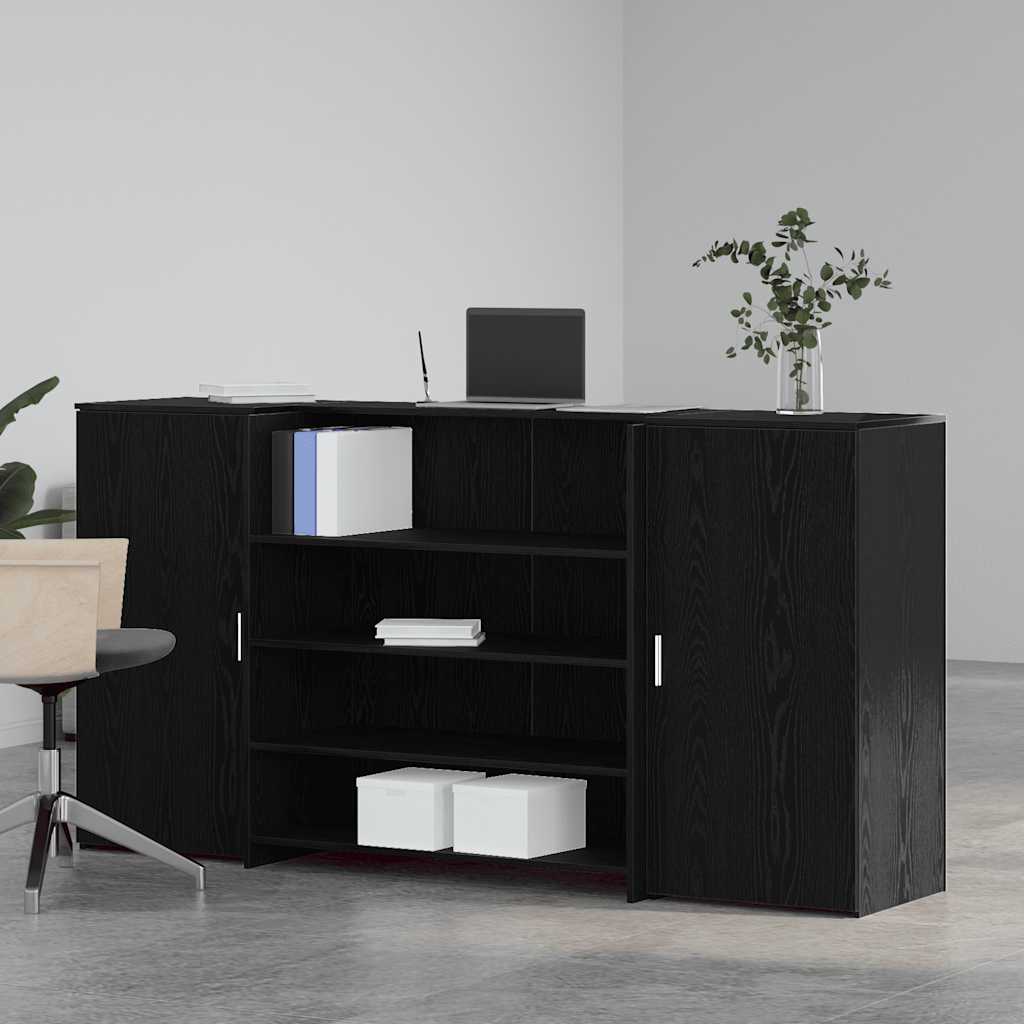 vidaXL Biurko recepcyjne dąb czarny 200x50x103,5 cm Drewno konstrukcyjne