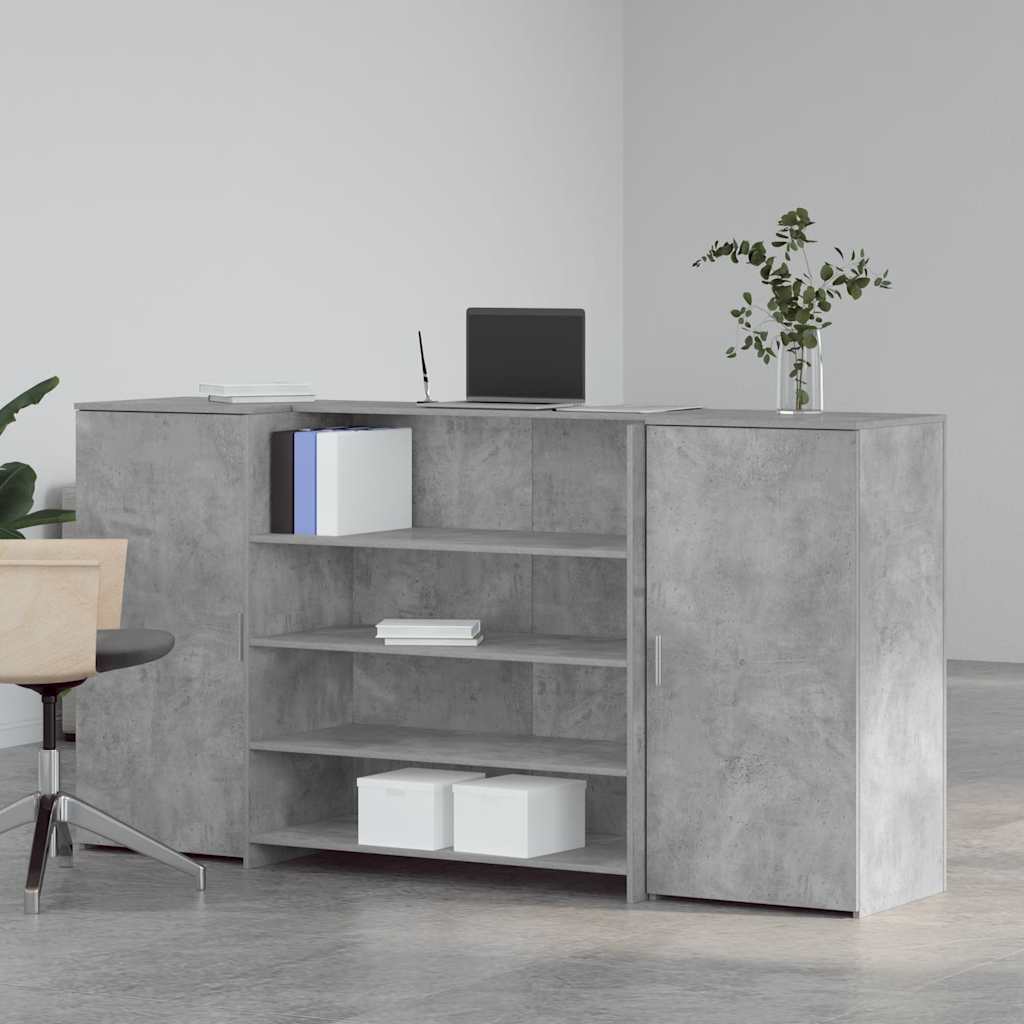 vidaXL Biurko recepcyjne betonowe szare 200x50x103,5 cm drewno klejone
