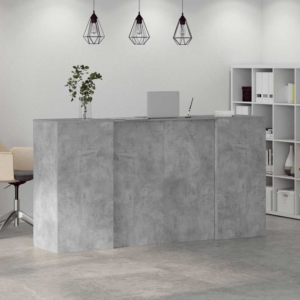 vidaXL Biurko recepcyjne betonowe szare 200x50x103,5 cm drewno klejone
