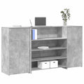 vidaXL Biurko recepcyjne betonowe szare 200x50x103,5 cm drewno klejone
