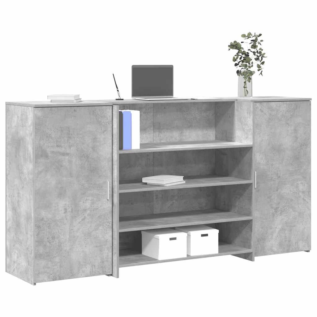 vidaXL Biurko recepcyjne betonowe szare 200x50x103,5 cm drewno klejone