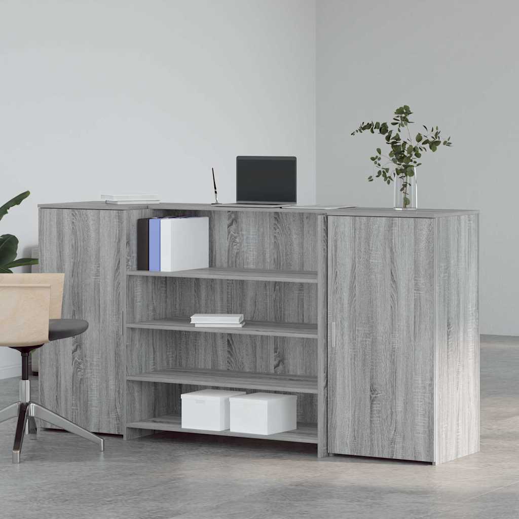 vidaXL Biurko recepcyjne szare Sonoma 200x50x103,5 cm Drewno klejone