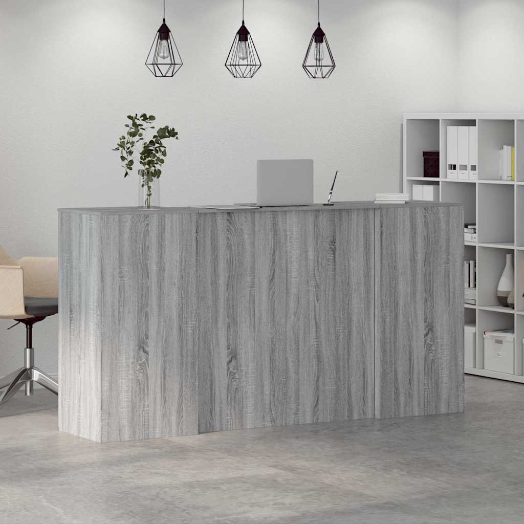 vidaXL Biurko recepcyjne szare Sonoma 200x50x103,5 cm Drewno klejone