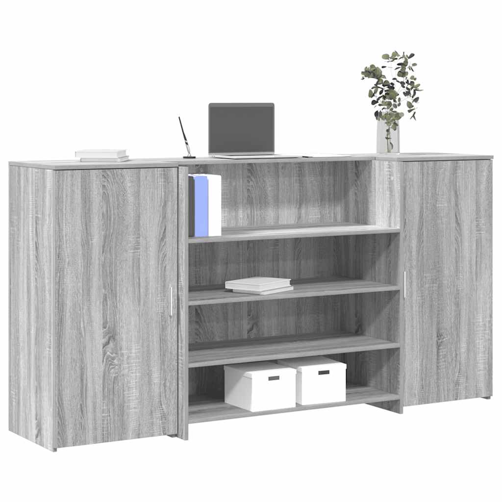 vidaXL Biurko recepcyjne szare Sonoma 200x50x103,5 cm Drewno klejone