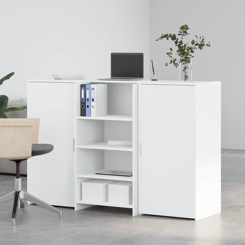 vidaXL Biurko recepcyjne białe 155x50x103,5 cm Drewno klejone