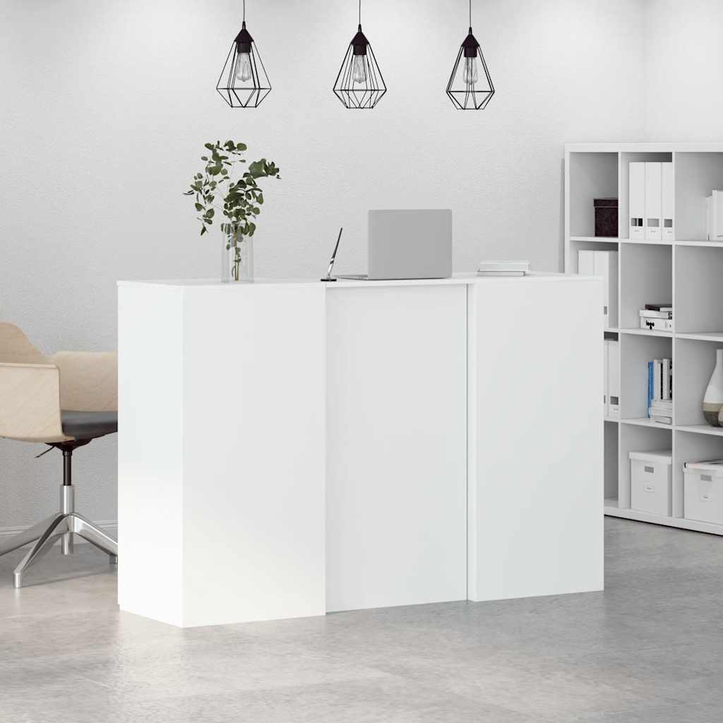 vidaXL Biurko recepcyjne białe 155x50x103,5 cm Drewno klejone