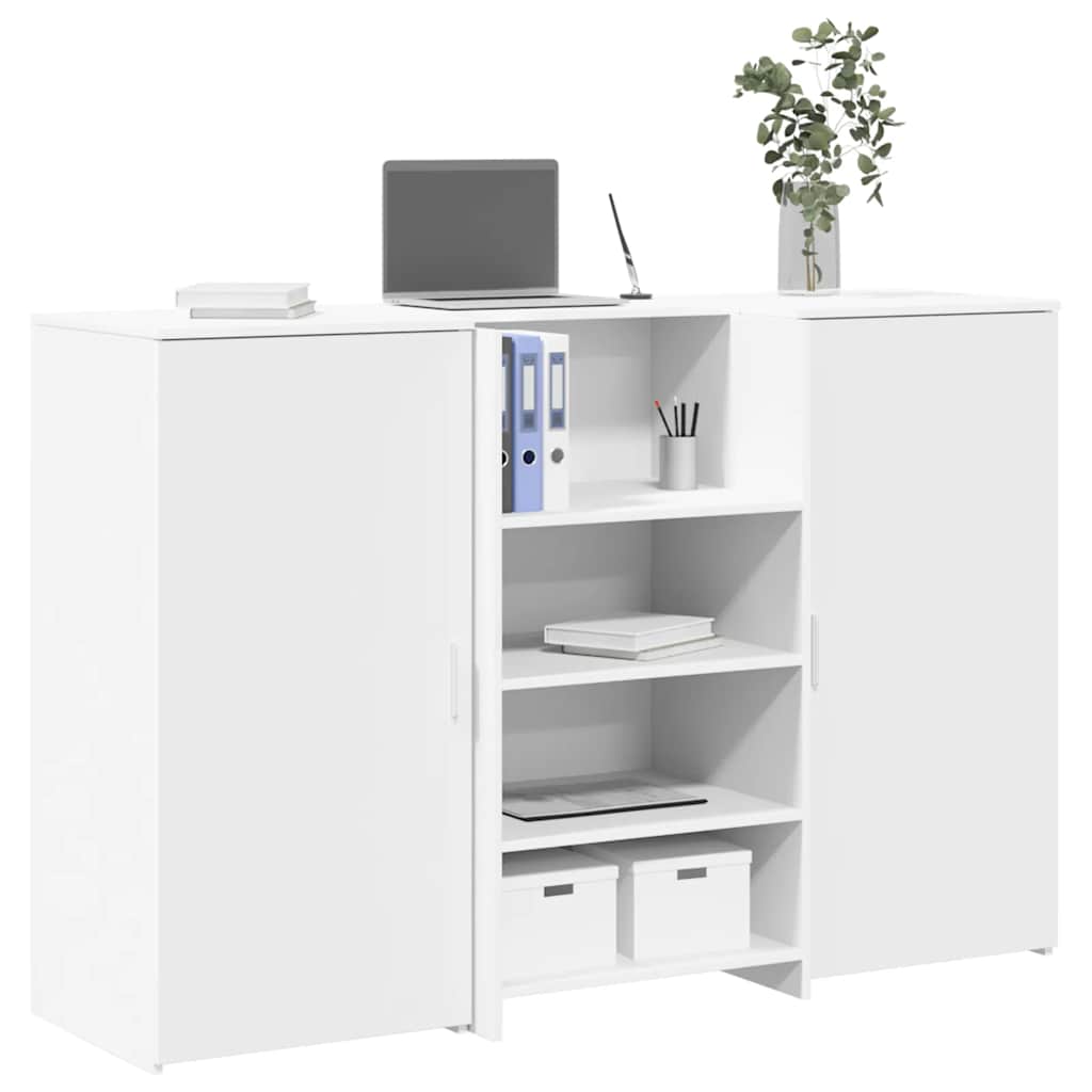 vidaXL Biurko recepcyjne białe 155x50x103,5 cm Drewno klejone