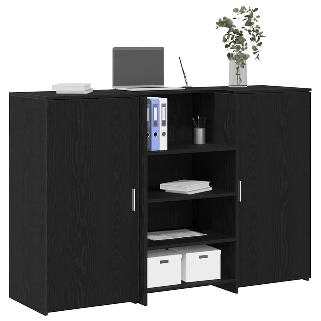 vidaXL Biurko recepcyjne czarny dąb 155x50x103,5 cm drewno klejone