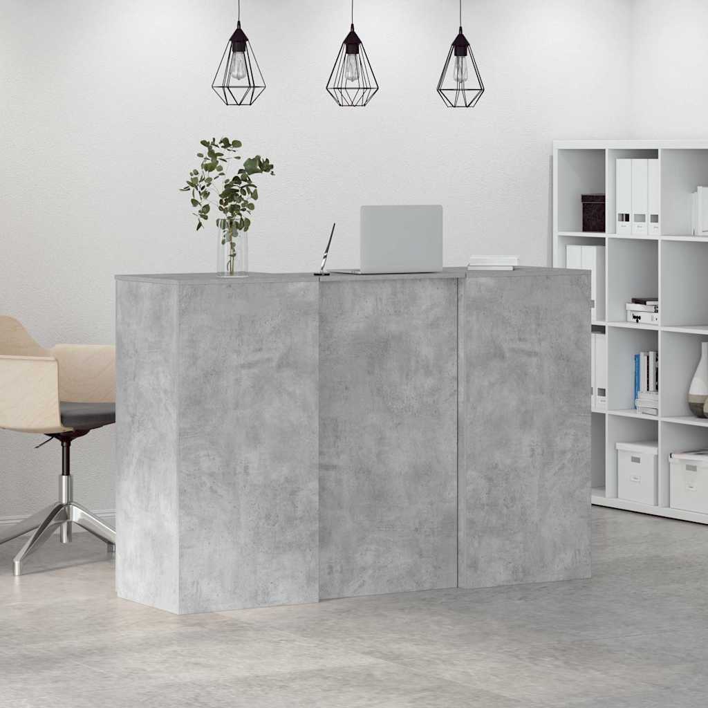 vidaXL Biurko recepcyjne betonowe szare 155x50x103,5 cm drewno klejone