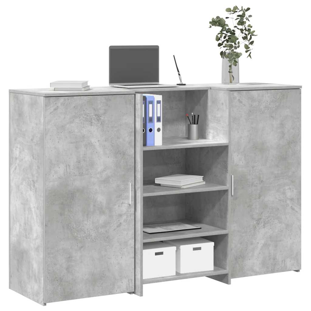 vidaXL Biurko recepcyjne betonowe szare 155x50x103,5 cm drewno klejone