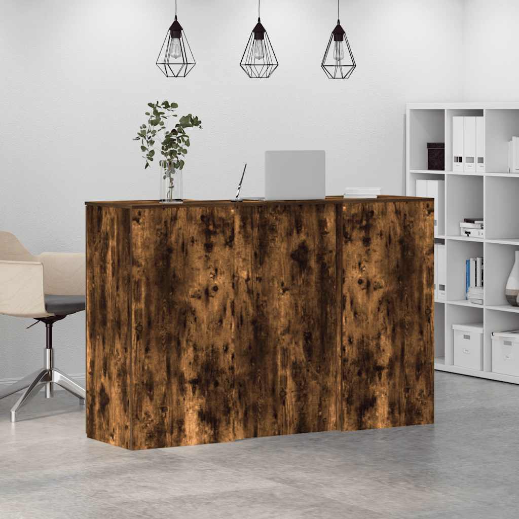 vidaXL Biurko recepcyjne dąb wędzony 155x50x103,5 cm Drewno klejone