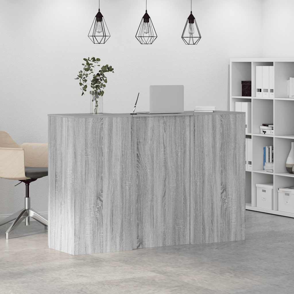 vidaXL Biurko recepcyjne szare Sonoma 155x50x103,5 cm Drewno klejone